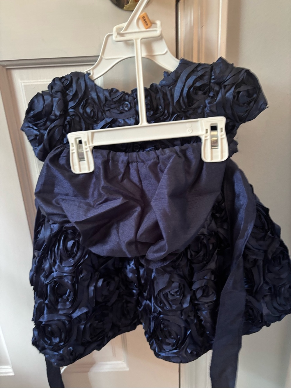 Pippa & Julie Navy Rosette Bow Flower Girl Dress - Picture 4 of 4